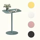 FLEXISPOT Moderner Outdoor Beistelltisch aus Stahl, 38×50×65 cm Gartentisch mit runder Bodenplatte – Stabil, Wetterfest, In 5 Farben–Für Balkon, Terrasse & Garten(Graublau)