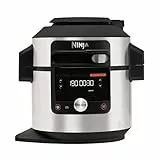Ninja Foodi MAX Multikocher mit SmartLid, 7,5L, 12-in-1 Multicooker, Pressure Cooker Schnellkochen, Airfryer Heißluftfrittieren, Slow Cooker Langsamkochen, Edelstahl, OL650EU