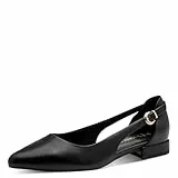 Marco Tozzi Damen Ballerinas weiches Feel Me Fußbett Leder weiches Innenfutter Spitz, schwarz (Black), 40 EU