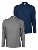 ALPIDEX Herren Polo Shirts 2er Set Poloshirt Männer Hemd Langarm Shirt Einfarbig Casual Polohemd S M L XL XXL 3XL 4XL 5XL, Größe:XXL, Farbe:Water