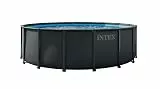 INTEX 'Ultra XT' Pool rund Aufstellpool inkl. Sicherheitsleiter (488x 132 cm) Rundpool mit Metalrahmen, Volumen ca. 20.821 L, grau (28940GH)