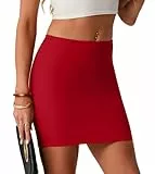 IWOLLENCE Rock Damen Kurz Sexy mit Elastischer Taille Stretch Minirock Damen Elegant Bleistiftrock Strickrock Sommer für Business Festival und Party (Rot, L)