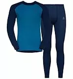 Odlo Herren Active WARM ECO Funktionsunterwäsche-Set, Diving Navy - Mykonos Blue