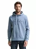 TOM TAILOR Herren 1047825 Hoodie Sweatshirt mit Logo-Print, 28800-Faded Denim Blue, L