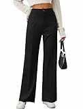 TZLDN Anzughose Damen Festlich Elegant Schwarze Hose Stoffhose Chino Hosen Weite Bundfaltenhose Palazzo Businiess Outfit Schwarz M