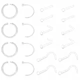 WillTen 20PCS Plastik Nasenstecker Verstecken Piercing für Schule, 18G Clear Piercing Retainers Schmuck Set für Nase Septum Tragus Knorpel Helix