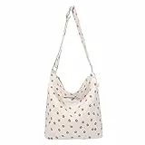 Jiliyote Cord Umhängetasche Damen Groß - Schultertasche Mit Reißverschluss, Cordtasche, Beuteltasche für Mädchen, Schule, Uni, Einkauf, Büro