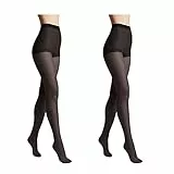 Conte elegant 2er-Pack langlebige Damenstrumpfhose Halbmatt - SOLO 40 DEN - Damen Feinstrumpfhose Strumpfhose mit markiertem Höschenteil - Einfarbig Farbe Schwarz Größe 5