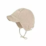 maximo GOTS Baby-Schildmütze Musselinstoff, Bindeband, Futter, UV 50 39 beigemeliert