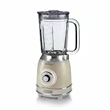 Ariete Vintage 583 Mixer aus Glas, Retro Multifunktionsmixer mit 4 Klingen, 4 Geschwindigkeiten + Pulse-Funktion, Ice-Crusher Funktion, 1,5 Liter Fassungsvermögen, 1000W, Beige