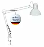 Maul LED Schreibtischlampe MAULstudy | verstellbare Klemmleuchte mit Gelenkarm für Büro, Arbeitszimmer und Schreibtisch | elegante Bürolampe aus Metall | exklusive LED-Leuchtmittel | Weiß
