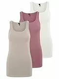 VERO MODA Damen VMMAXI My Soft Long Tank TOP GA 3PACK, Mesa Rose, White Alyssum, Chateau GrayM