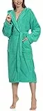 Ladeheid Damen Frottee Bademantel aus 100% Baumwolle LA40-193 (Türkis-18 (Gramatur 400), M)