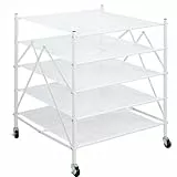 STORAGE MANIAC Pullover-Trockenständer, Netz-Wäscheständer, stapelbarer Wäscheständer, Flacher Trockenständer für Feinwäsche, tragbares Trockengestell für den Innen- BZW. Außenbereich, 5 Ebenen, Weiß