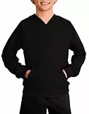 Haloumoning Jungen Kapuzenpullover Langarm Mode Hoodie Kinder Einfarbig Casual Regular Fit Hooded Sweatshirt mit Kängurutasche 5-14 Jahre, Schwarz, 13-14 Jahre