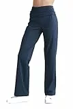 Leela Cotton Damen Sporthose Bio-Baumwolle Umschlagbund Trainingshose (DE/NL/SE/PL, Alphanumerisch, S, Regular, Regular, dunkelblau)
