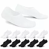 EKSHER Sneaker Socken Damen 39-42 Füsslinge Herren 10 Paar Unsichtbare No Show Socken Weiss Füsslinge Sportsocken Baumwoll Kurze Halbsocken Silikonpad Verhindert Verrutschen atmungsaktiv Weiß