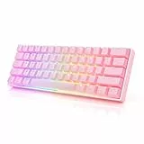 HK Gaming GK61 mechanische 60 Prozent Tastatur | 61 programmierbare Tasten mit RGB Beleuchtung | Kompatibel mit Windows PC & Mac | QWERTY Layout | Hotswap Gateron Optical Brown Switches | Pink