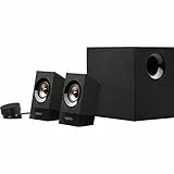 Logitech Z533 2.1 Lautsprecher-System mit Subwoofer, 120 Watt Spitzenleistung, 3,5 mm Eingang, Kopfhörerbuchse, Multi-Device, Bedienelemente am Steuergerät, UK Stecker, PC/TV/Tablet - Schwarz