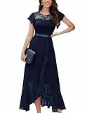 Berylove Abendkleid mit Schlitz Kleid Hochzeit Gast Trauzeugin Kleid Abendkleider Elegant für Hochzeit Lang BLP7051 Navy XL