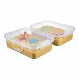 Relaxdays Sandkasten mit Deckel, 2er Set, Kunststoff, HBT: 8x38x25 cm, kleine Sandkiste für Kinder, Indoor, transparent