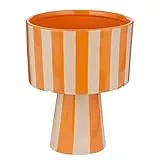 BUTLERS Pflanztopf auf Fuß 16x20cm Steingut -Lines- Übertopf mit Standbein | Dekoratives Gefäß | Dekoration für Balkon & Wohnzimmer