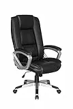 byLIVING Chefsessel DEREK-XXL / Bürostuhl bis 150 kg belastbar / Bezug Kunstleder schwarz/ Federkernpolsterung / Fußkreuz silber / Wippmechanik/ Sicherheitsrollen / B 64, H 115,5-125, T 72,5