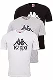 Kappa Tshirt Herren VEPPEL im 3er Pack | T Shirts Männer mit Rundhalsausschnitt und Logodruck | Basic T-Shirt für Herren | Kurzarm Oberteil für Sport und Freizeit | Regular Fit | M