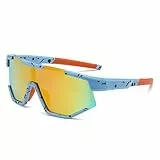 LOJUDI Polarisiert Fahrradbrille Kinder Sonnenbrille - Sportbrille Verspiegelt Mädchen Jungen Schnelle Brille Jugendliche UV Schutz Sonnenbrillen-Gelb Gespiegelt