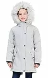 SOLOCOTE Mädchen Wintermäntel Heavyweight Medium Länge warme Jacke mit abnehmbaren Pelzkragen mit Kapuze 2016 Grau 9-10Y