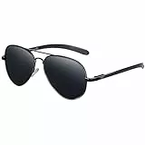 DUCO Sonnenbrille Für Herren Pilotenbrille Polarisiert Fliegerbrille Metallrahmen Sonnenbrillen Damen Unisex Piloten Sonnenbrillen UV400 Pilot Flieger 3025S (Schwarz)