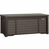 YITAHOME 450 L Groß Gartenbox Wasserdicht, Abschließbarem Outdoor Kissenbox Garten Auflagenbox Wetterfest Aufbewahrungsbox für Gartengeräten Poolzubehör Spielzeug,Dunkelbraun,141 x 66.8 x 59.9cm