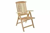SAM Hochlehner Aruba, Teak-Holz, Klappstuhl 5-Fach verstellbar, Massivholz, Gartenstuhl ideal für Balkon, Terrasse oder Garten, 67 x 58 x 107 cm