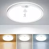 Matane LED Deckenleuchte mit Bewegungsmelder, 24W Deckenlampe Bewegungssensor Innen, Warmweiß/Neutralweiß/Kaltweiß für Schlafzimmer, Flur, Küche, Badzimmer, Balkon, Keller, Garage, Treppe 30cm