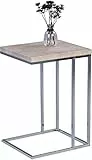 M2 Kollektion 583636 Beistelltisch Guido, Gestell Metall verchromt, Deckplatte Dekor Betonoptik, 38 x 43 x 62.5 cm