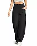 G4Free Damen Weite Hose Yogahose Hohe Taille Jogginghose mit Taschen Crossover Elegant Straighthose Bauchkontrolle Schlaghose Sporthose Petite/Regulär/Lang