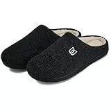 Filzpantoffeln Herren Hausschuhe Pantoffeln im Herbst und Winter Slipper Unisex mit Rutschfest Sohle Filzlatschen(Schwarz, 46/47EU)