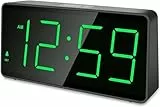 Eachui Wecker digital Batteriebetrieben mit großen Zahlen, Digitaler Wecker mit LED Display, regelbarer Helligkeit und Lautstärke, Automatischer Dimmer,Snooze, 12/24 Std (Grüne Ziffern)