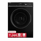 Sharp ES-PRO714BA-DE Waschmaschine Frontlader, A, 7kg, 1400 U/min., WiFi, Dampf, 15 Programme mit Kurzprogramm, AquaStop, Schwarz