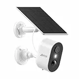 ANRAN 2K HD Überwachungskamera Aussen Akku, Kabellose Überwachungskamera mit Solarpanel, PIR-Bewegungserkennung und Alarm, Farbnachtsicht, Alexa Unterstützt, 2-Wege-Audio