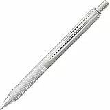 Pentel BL407-A EnerGel Liquid Gel-Tintenroller Sterling mit Druckmechanik, silberfarbenes Metallgehäuse, 0,7 mm Kugeldurchmesser = 0,35 mm Strichstärke, Schreibfarbe schwarz 1 Stück (1er Pack)