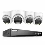 ANNKE 4K Kabelgebundene Überwachungskamera Set 8CH H.265+ DVR mit 4X 8MP Zwei Lichtern Nachtsicht Außen Weiß Dome Kamera CCTV System für Innen und Außen, IP67 Wetterfest, ohne Festplatte
