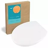 Calmwaters® Antibakterieller Premium WC Sitz mit Absenkautomatik Modern Soft, WC Deckel überlappend, abnehmbar, Duroplast Toilettensitz oval, universale O-Form, Top-Fix, Edelstahlscharnier, Weiß