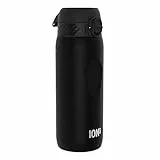 ion8 Trinkflasche, 750ml, Auslaufsicher, Einhandöffnung, Sichere Verriegelung, Spülmaschinenfest, BPA-frei, Tragegriff, Klappdeckel, Handgeformter Griff, Leicht zu Reinigen, Klimaneutral, Schwarz