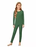 Arshiner Thermounterwäsche Kinder Grün Mädchen Schlafanzüge Langarmshirt Thermo Leggings Winter Pyjama-Set Jungen Weihnachten Thermowäsche 160/11-12 Jahre