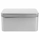 HEMOTON Rechteckige Metalldosen Vorratsdose Blechdosen Teedose Kaffeedose Keksdose Plätzchendose mit Deckel Weißblech Dosen Metallbox Aufbewahrungsbox für Tee Kekse Süßigkeiten Behälter Silber