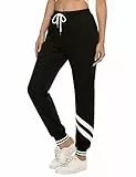 iClosam Jogginghose Damen Lang Baumwolle Sporthose Freizeithose Trainingshose High Waist Sweatpants Lounge Hose für Frauen Outdoorhose mit Streifen für Jogging Sport Yoga Gym