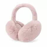HENKi Mädchen Damen Winter verstellbare Ohrenschützer Gestrickte Kunstpelz Plüsch Ohrenschützer Mode Ohrenwärmer (Light Rosa)