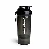 Smartshake O2GO ONE Protein Shaker Flasche 800 ml | 27 oz – Shaker mit Pulverfach – Auslaufsicherer Schraubdeckel – BPA frei – Unisex Gym Shaker – Schwarz