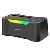 LogiLink USB-C (3.2 Gen1) Docking Station für 2.5' & 3.5' SATA HDD/SSD, mit RGB Licht, Thunderbolt kompatibel, Windows, Mac OS, Linux